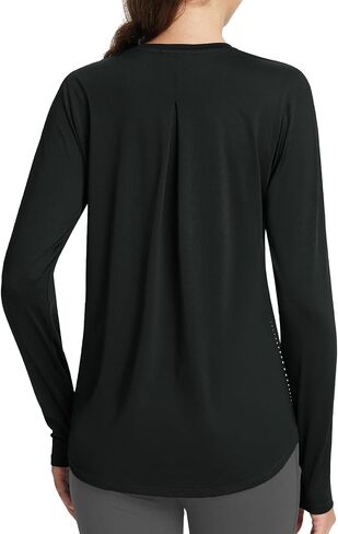 BALEAF Women's Long Sleeve Workout Tops Running Pleated Back Loose Fit Athletic Shirts Quick Dry Sun UPF 50+ Tees in Saudi Arabia