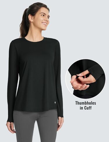 BALEAF Women's Long Sleeve Workout Tops Running Pleated Back Loose Fit Athletic Shirts Quick Dry Sun UPF 50+ Tees in Saudi Arabia