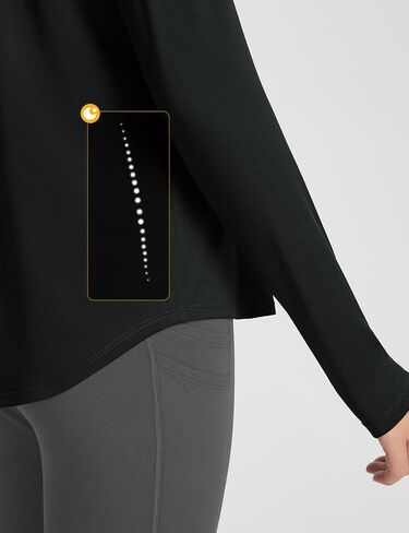 BALEAF Women's Long Sleeve Workout Tops Running Pleated Back Loose Fit Athletic Shirts Quick Dry Sun UPF 50+ Tees in Saudi Arabia
