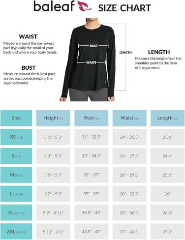 BALEAF Women's Long Sleeve Workout Tops Running Pleated Back Loose Fit Athletic Shirts Quick Dry Sun UPF 50+ Tees in Saudi Arabia