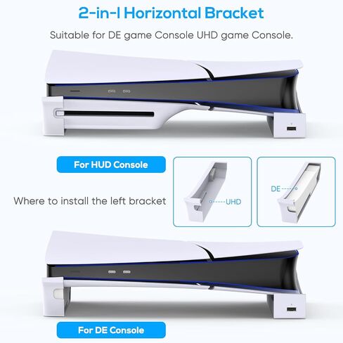Horizontal Stand Accessories for PS5 Slim Console with Hub-Base Stand Holder Compatible with Playstation 5 Slim Disc & Digital Edition-1 Fast Charging & 3 Date Transfer USB 2.0 Port-Black in Saudi Arabia