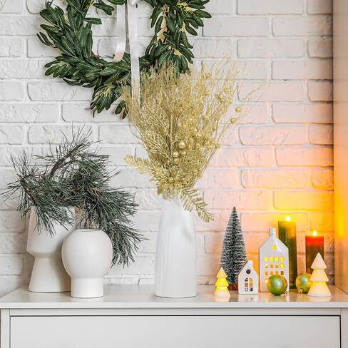 36 Pcs Christmas Tree Picks 17'' Sprays Artificial Flower Glitter Berry Stem Ornaments Decorative Branches Twigs Sprigs Sticks for Xms Tree Vase DIY Wreath Crafts Fireplace (Champagne) in Kuwait