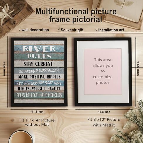 PHAMTE Funny River Rules Inspirational Quotes Wall Art, Farmhouse River Lake House Sign Print Framed Canvas Painting Artwork Home Room Office Decor（11x14 Inch in Saudi Arabia