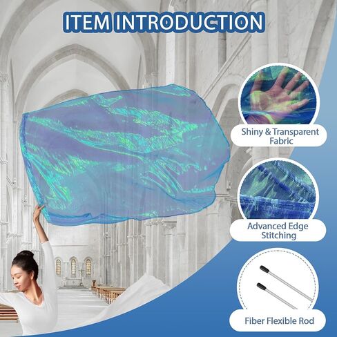 55" Worship Flags for Teenager, Praise Dance Flags for Beginner, Flags with Flexible Rods & Carrying Bag, 2 Pack, Transparent Navy Blue in Saudi Arabia