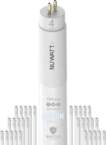 NUWATT 30 حزمة، 4FT T5 LED أضواء أنبوبية من النوع A+B، مصابيح LED T5 هجينة 5000K ضوء النهار، سطوع عالي 3200LM 24W، التوصيل والتشغيل أو تجاوز الصابورة، طاقة مزدوجة الأطراف، استبدال T5 للفلورسنت، UL، G5 in Saudi Arabia
