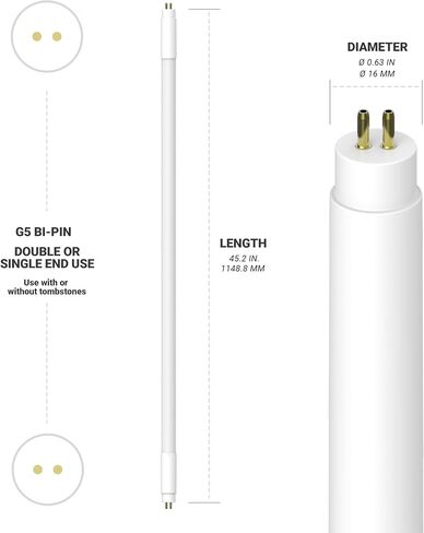 NUWATT 30 حزمة، 4FT T5 LED أضواء أنبوبية من النوع A+B، مصابيح LED T5 هجينة 5000K ضوء النهار، سطوع عالي 3200LM 24W، التوصيل والتشغيل أو تجاوز الصابورة، طاقة مزدوجة الأطراف، استبدال T5 للفلورسنت، UL، G5 in Saudi Arabia