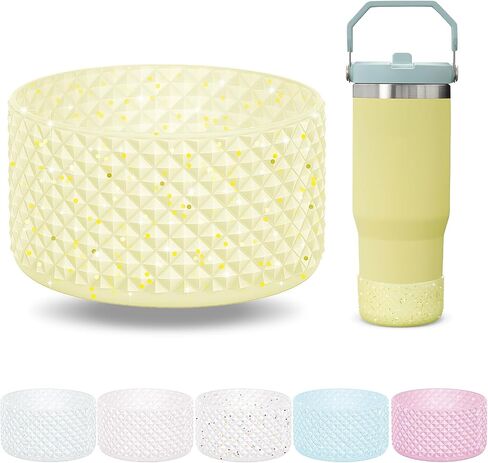 Desing Wish Glitter Diamond Silicone Boot Compatible with 20-40oz Stanley Tumbler Cup, Anti Hitting Water Bottle Boot for 12-24oz Hydr0 Flask, Thermoflask, Iron Flask 2.83'' Width in Saudi Arabia