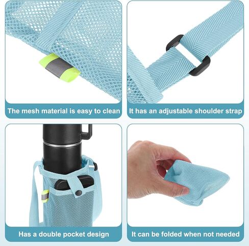 uxcell Water Bottle Holder with Adjustable Shoulder Straps Water Bottle Carrier Bag Mesh Crossbody Water Bottle Carrier with Pocket for Sports Hiking Walking Travel in Saudi Arabia