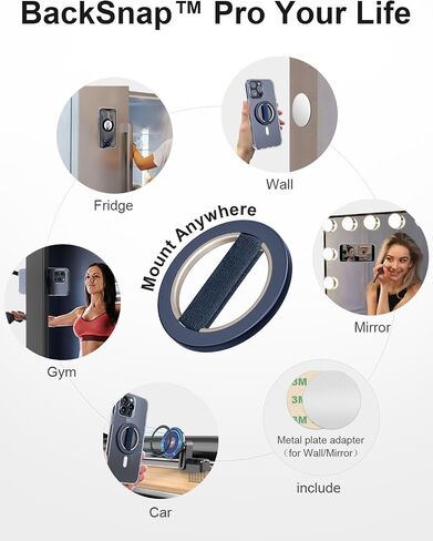 EWA MagOne Lite 2nd Gen Phone Grip with Replaceable Elastic Finger Loop, Removable Magnetic Ring Holder Loop, Accessories for iPhone 15, 14, 13 Pro/Max/Plus-Black in Saudi Arabia
