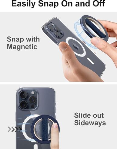 EWA MagOne Lite 2nd Gen Phone Grip with Replaceable Elastic Finger Loop, Removable Magnetic Ring Holder Loop, Accessories for iPhone 15, 14, 13 Pro/Max/Plus-Black in Saudi Arabia