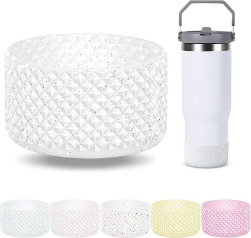 Desing Wish Glitter Diamond Silicone Boot Compatible with 20-40oz Stanley Tumbler Cup, Anti Hitting Water Bottle Boot for 12-24oz Hydr0 Flask, Thermoflask, Iron Flask 2.83'' Width in Saudi Arabia