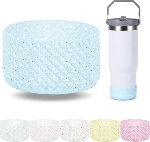 Desing Wish Glitter Diamond Silicone Boot Compatible with 20-40oz Stanley Tumbler Cup, Anti Hitting Water Bottle Boot for 12-24oz Hydr0 Flask, Thermoflask, Iron Flask 2.83'' Width in Saudi Arabia