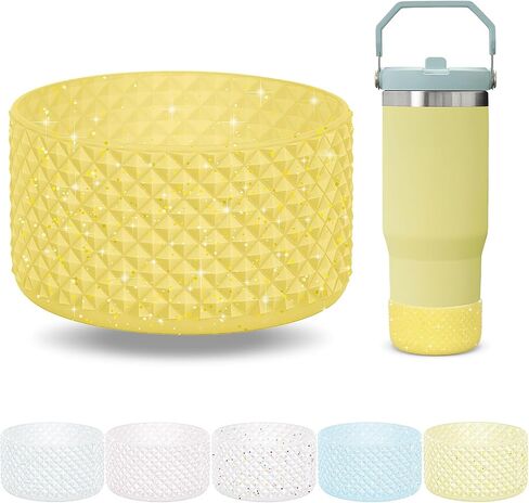 Desing Wish Glitter Diamond Silicone Boot Compatible with 20-40oz Stanley Tumbler Cup, Anti Hitting Water Bottle Boot for 12-24oz Hydr0 Flask, Thermoflask, Iron Flask 2.83'' Width in Saudi Arabia