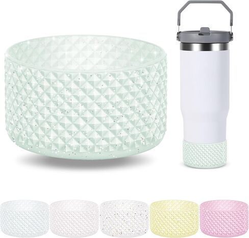 Desing Wish Glitter Diamond Silicone Boot Compatible with 20-40oz Stanley Tumbler Cup, Anti Hitting Water Bottle Boot for 12-24oz Hydr0 Flask, Thermoflask, Iron Flask 2.83'' Width in Kuwait