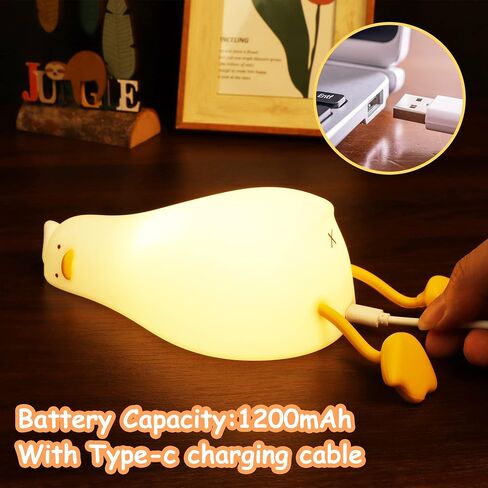 Lying Flat Duck Night Light, Cute Light Up Duck Soft Silicone Nursery Night Lamp with Touch Control & Rechargeable & Timer & Dimmer for Kids, Birthday Festival New-Born Gifts for Baby Kids in Saudi Arabia