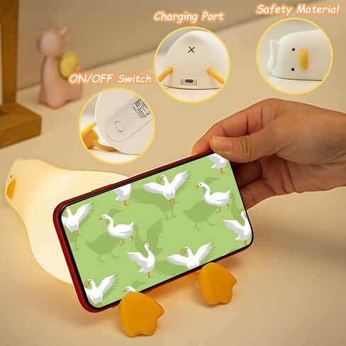 Lying Flat Duck Night Light, Cute Light Up Duck Soft Silicone Nursery Night Lamp with Touch Control & Rechargeable & Timer & Dimmer for Kids, Birthday Festival New-Born Gifts for Baby Kids in Saudi Arabia
