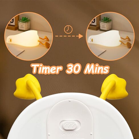Lying Flat Duck Night Light, Cute Light Up Duck Soft Silicone Nursery Night Lamp with Touch Control & Rechargeable & Timer & Dimmer for Kids, Birthday Festival New-Born Gifts for Baby Kids in Saudi Arabia