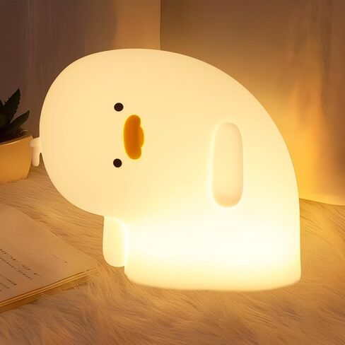 Lying Flat Duck Night Light, Cute Light Up Duck Soft Silicone Nursery Night Lamp with Touch Control & Rechargeable & Timer & Dimmer for Kids, Birthday Festival New-Born Gifts for Baby Kids in Saudi Arabia