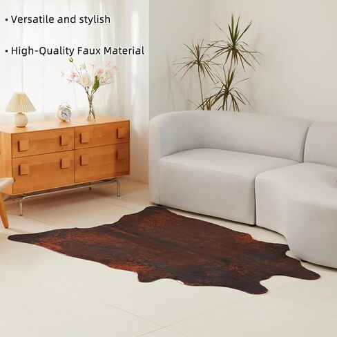 MustMat Cowhide Area Rug(4.6ft x 6.6ft) - Large Western Print Carpet for Living Room Decor -Brown Print Design in Saudi Arabia