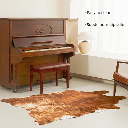 MustMat Cowhide Area Rug(4.6ft x 6.6ft) - Large Western Print Carpet for Living Room Decor -Brown Print Design in Saudi Arabia