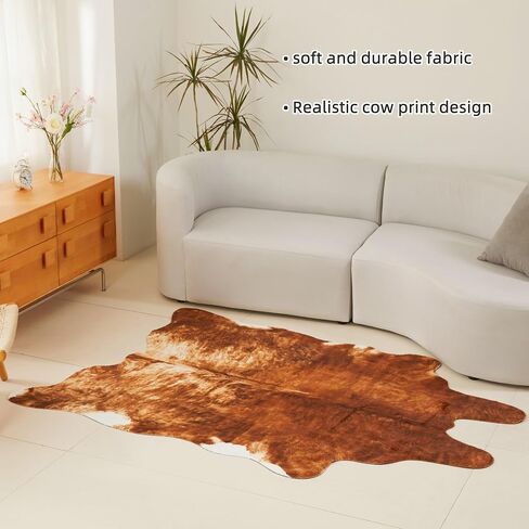 MustMat Cowhide Area Rug(4.6ft x 6.6ft) - Large Western Print Carpet for Living Room Decor -Brown Print Design in Saudi Arabia