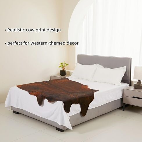 MustMat Cowhide Area Rug(4.6ft x 6.6ft) - Large Western Print Carpet for Living Room Decor -Brown Print Design in Saudi Arabia