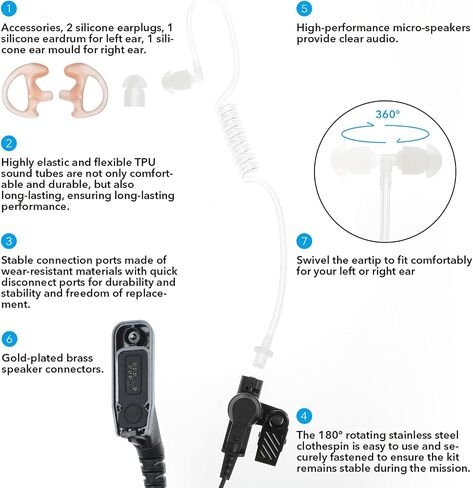 Walkie Talkies Earpiece with Mic 2 Pin Acoustic Tube Headset Compatible with Baofeng UV-5R Retevis H-777 RT21 RT22 Kenwood 2 Way Radio Arcshell AR-5 Two Way Radio in Saudi Arabia