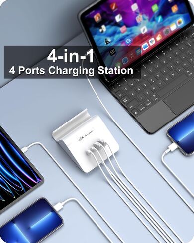 محطة شحن USB متعددة WUKUR مع محطة شحن USB وUSB C لأجهزة متعددة، شاحن USB C لهاتف iPhone 15/Pro/Pro Max/Samsung Galaxy، Google Pixel، HTC(رمادي-25W) in Saudi Arabia
