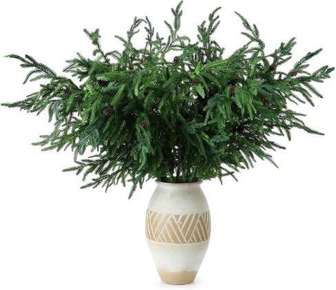 Zeyune نورفولك فرع الصنوبر 91.44 سم فروع صنوبر عيد الميلاد مع مخروط الصنوبر نورفولك الصنوبر ينبع الخضرة إبر الصنوبر نورفولك لإكليل إكليل DIY وتزيين حديقة المنزل (12 قطعة) in Saudi Arabia