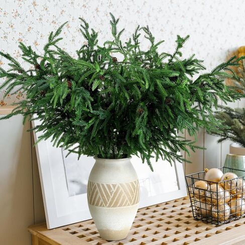Zeyune نورفولك فرع الصنوبر 91.44 سم فروع صنوبر عيد الميلاد مع مخروط الصنوبر نورفولك الصنوبر ينبع الخضرة إبر الصنوبر نورفولك لإكليل إكليل DIY وتزيين حديقة المنزل (12 قطعة) in Saudi Arabia