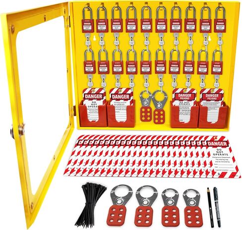 TRADESAFE Lockout Tagout Station with 20 Keyed Different Loto Locks, 6 Lockout Hasps, 60 Lock Out Tags, Lock Out Tag Out Kit Station, Lock Out Kit Cabinet 22-1/2 x 18 x 3 inches in Saudi Arabia