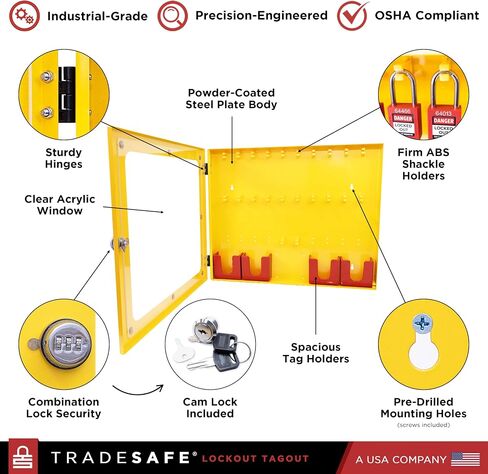 TRADESAFE Lockout Tagout Station with 20 Keyed Different Loto Locks, 6 Lockout Hasps, 60 Lock Out Tags, Lock Out Tag Out Kit Station, Lock Out Kit Cabinet 22-1/2 x 18 x 3 inches in Saudi Arabia