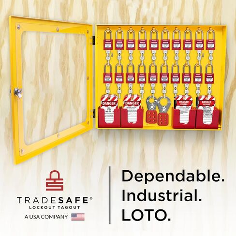 TRADESAFE Lockout Tagout Station with 20 Keyed Different Loto Locks, 6 Lockout Hasps, 60 Lock Out Tags, Lock Out Tag Out Kit Station, Lock Out Kit Cabinet 22-1/2 x 18 x 3 inches in Saudi Arabia