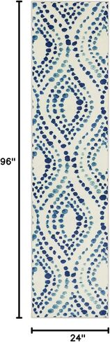 سجادة Mohawk Home Dotted Ogee Navy (2' X 8') عداء مزخرف in Kuwait