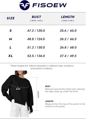 Fisoew Women's Crew Neck Sweatshirts Fall Long Sleeve Casual Loose Side Slit Pullover Top with Thumbhole in Saudi Arabia
