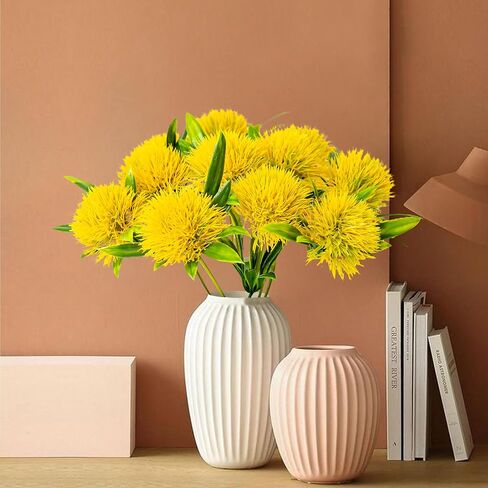 11pcs Artificial Dandelion Yellow Simulation Dandelion Ball Faux Flowers Arrangement for Bouquet Wedding Party Home Desktop Decor in Saudi Arabia