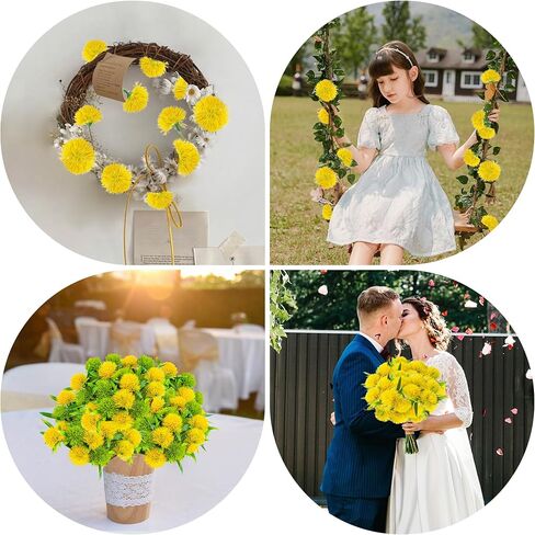 11pcs Artificial Dandelion Yellow Simulation Dandelion Ball Faux Flowers Arrangement for Bouquet Wedding Party Home Desktop Decor in Saudi Arabia