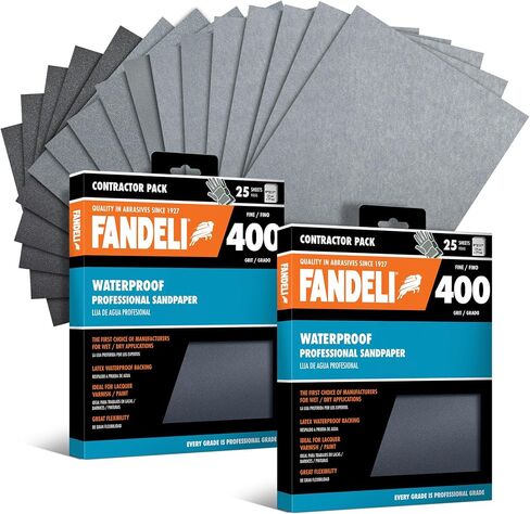 Fandeli - Waterproof Sandpaper | 1500 Grit | 50 Sheets 9'' x 11'' | Ideal for Car Polishing, Wooden Furniture Sanding and Metal Sanding | Water Resistant | Sandpaper Sheets. in Saudi Arabia