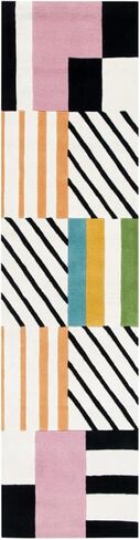 SAFAVIEH Fifth Avenue Collection 2'3" x 7' Ivory/Black FTV122A Handmade Mid-Century Modern Abstract Premium New Zealand Wool Entryway Hallway Bedroom Foyer Accent Runner Rug in Saudi Arabia