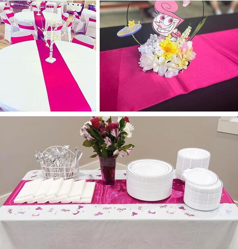 DUOBAO Hot Pink Table Runner 4 Pack Fuchsia Bright and Smooth Silk Fabric Table Runner for Party Event Banquet Wedding Reception Decoration, 12x108-Inch in Kuwait