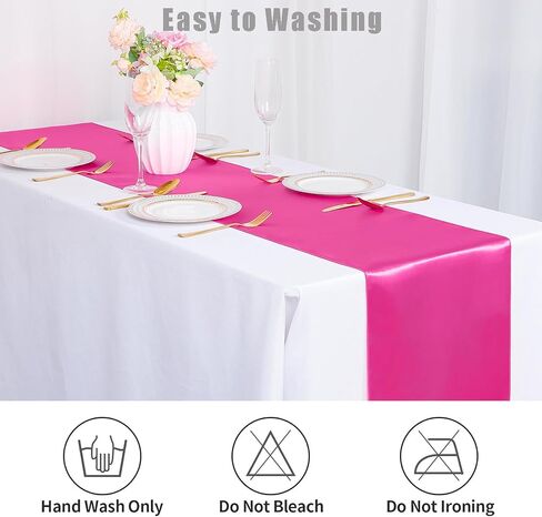 DUOBAO Hot Pink Table Runner 4 Pack Fuchsia Bright and Smooth Silk Fabric Table Runner for Party Event Banquet Wedding Reception Decoration, 12x108-Inch in Kuwait