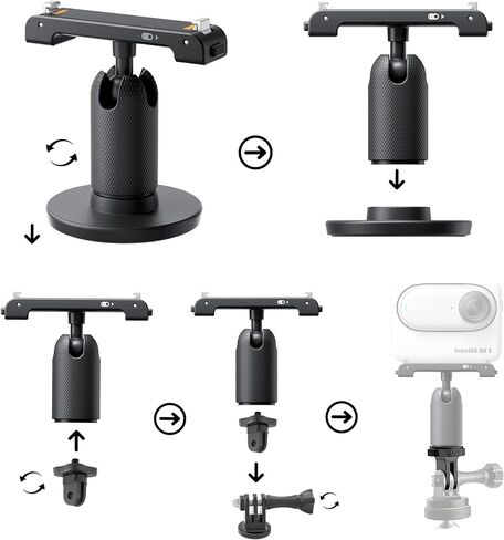 كاميرا Insta360 GO 3S (أسود) صغيرة الحجم سعة 64 جيجابايت بدقة 4K، محمولة، يمكن تركيبها في أي مكان، مقاومة للماء، ثبات، منظور شخصي بدون استخدام اليدين، حامل عمل وإكسسوارات يمكن ارتداؤها + مجموعة ملحقات 50 في 1 in Kuwait