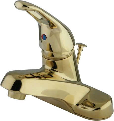 Kingston Brass KB512B Wyndham 4 بوصة في المنتصف مقبض حلقة واحدة صنبور مرحاض مع نحاس منبثق، نحاس مصقول in Saudi Arabia