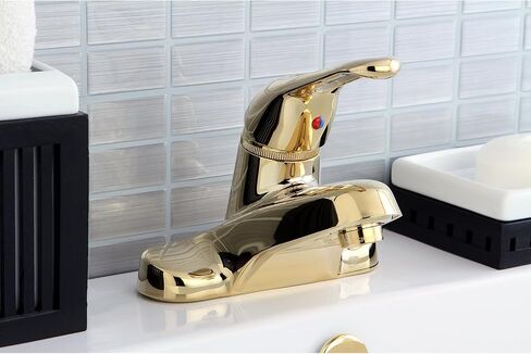 Kingston Brass KB512B Wyndham 4 بوصة في المنتصف مقبض حلقة واحدة صنبور مرحاض مع نحاس منبثق، نحاس مصقول in Saudi Arabia