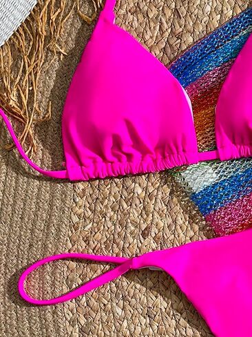 COZYEASE Women's 3 Piece Swimsuits Triangle String Bikini Sets Bathing Suit with Mesh Beach Cover Up in Saudi Arabia