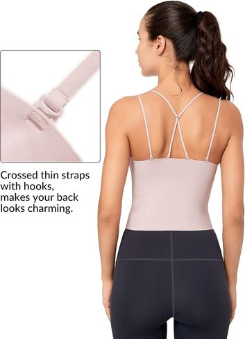 Yvette Longline Sports Bra for Women Seamless Strappy Removable Pads Tank Top Yoga Workout Tops in Saudi Arabia