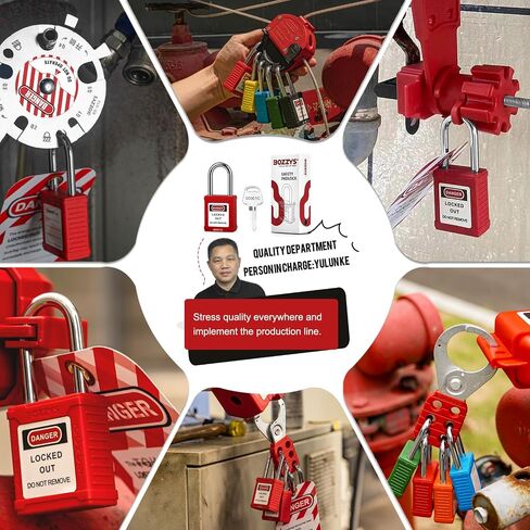 Lockout Tagout Locks,6 Pack Yellow Keyed Alike Loto Padlock,2 Keys per Set,1-1/2in (38MM) Steel Shackle,6-Pins Brass Cylinder,Key Retaining Function,White Plastic Body with Custom Laser Coding in Kuwait