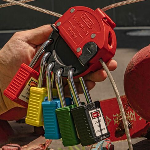 Lockout Tagout Locks,6 Pack Yellow Keyed Alike Loto Padlock,2 Keys per Set,1-1/2in (38MM) Steel Shackle,6-Pins Brass Cylinder,Key Retaining Function,White Plastic Body with Custom Laser Coding in Kuwait