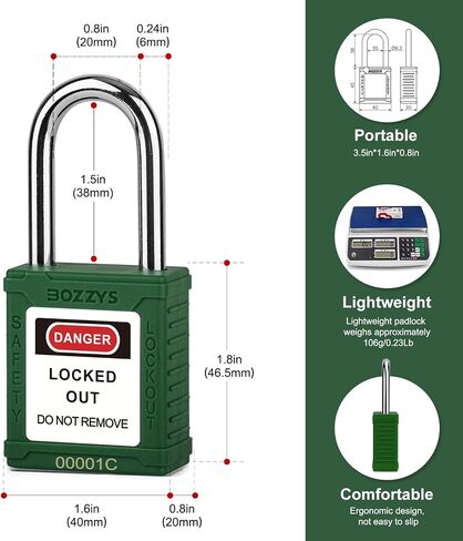Lockout Tagout Locks,6 Pack Yellow Keyed Alike Loto Padlock,2 Keys per Set,1-1/2in (38MM) Steel Shackle,6-Pins Brass Cylinder,Key Retaining Function,White Plastic Body with Custom Laser Coding in Kuwait