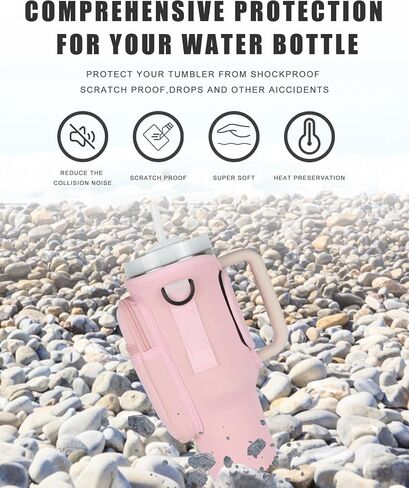 Water Bottle Carrier Bag with Strap for Stanley Cup 40/30 oz, Water Bottle Holder with Pouch for Stanley Accessories, Stanley Carrier with Adjustable Sling & Straw Cover in Saudi Arabia
